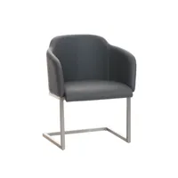 chaise cantileve avec pieds en métal et assise en similicuir gris