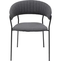 chaise avec accoudoirs en polyester gris anthracite et acier noir