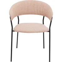 chaise avec accoudoirs en polyester rose et acier noir