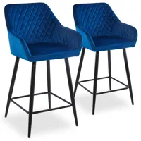lot de 2 chaises de bar velours bleu