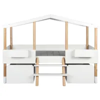 lit enfant cabane  avec tiroirs blanc pin massif    90x190