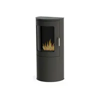 cheminée à éthanol noire avec porte en verre trempé