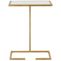 table d'appoint en fer/verre, blanc/or