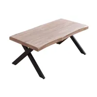 table basse rehaussable bois et acier noir l120