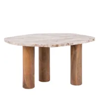 table d'appoint de forme organique en bois et marbre brun