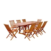 table de jardin ovale 6 chaises et 2 fauteuils en teck huilé