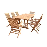 table de jardin rectangulaire 6 chaises 2 fauteuils en teck