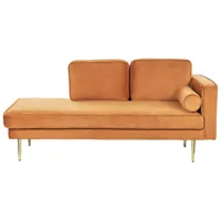 chaise longue côté droit en velours orange