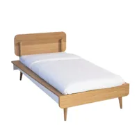 ensemble lit et tête de lit en bois naturel