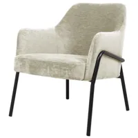 fauteuil lounge en tissu coloris lin et métal noir mat