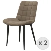 chaise en velours taupe et métal noir (x2)