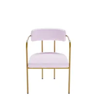 chaise de salle à manger tapissée avec accoudoirs velours rose clair