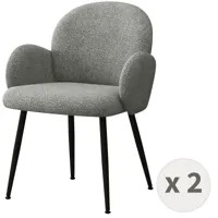 chaise en tissu bouclé gris cendré et pieds métal noir (x2)