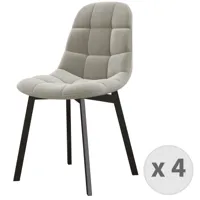 chaise en velours coloris lin et métal noir (x4)