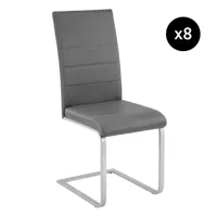 lot de 8 chaises rembourré avec revêtement en cuir synthétique gris