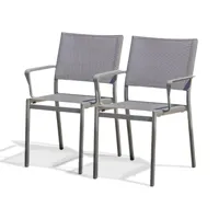 lot de 2 fauteuils de jardin en aluminium et toile plastifiée grise