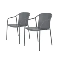 lot de 2 fauteuils de jardin en aluminium laqué et polypropylène gris