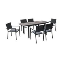 table jardin 120/180cm + 6 chaises empilables
