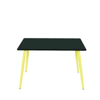 table de jardin en stratifié verte avec pieds jaune citron 4 places