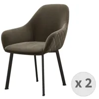 chaise en velours gris taupe et métal noir (x2)