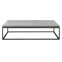 table basse design industriel en béton gris et acier noir - 130x70cm