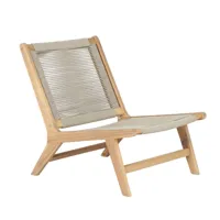 fauteuil  bois d'acacia fsc blanchi et corde coloris naturel