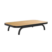 table basse de jardin en bois d'acacia et pieds en métal noir
