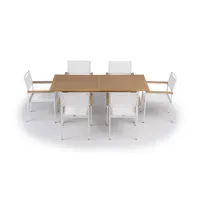 salon de jardin 6 places avec table extensible en bois