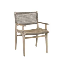 fauteuil en bois beige et corde bicolore
