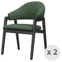 chaise en tissu sauge et bois noir (x2)
