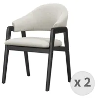 chaise en tissu coloris lin et bois noir (x2)
