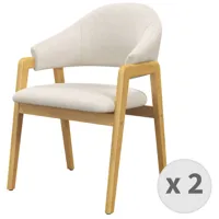 chaise en tissu coloris lin et bois naturel (x2)