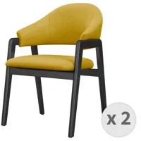 chaise en tissu safran et bois noir (x2)