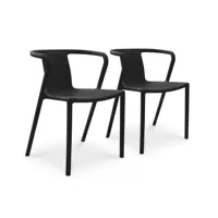lot de 2 fauteuils de jardin empilables en polypropylène noir