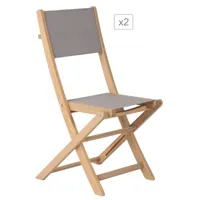lot de 2 chaises  bois d'acacia 100% fsc et textilène taupe