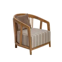 fauteuil en bois et coussin en coton gris 73x70 cm