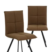 lot de 2 chaises en polyester marron 50x46 cm