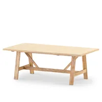 table repas de jardin 205x105 en bois et céramique beige
