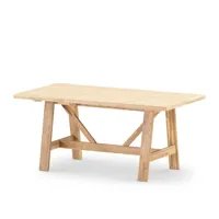 table repas de jardin 168x87 en bois et céramique beige