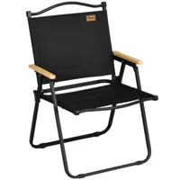 chaise de plage camping pliante acier bois oxford noir