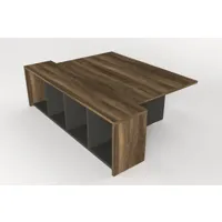 table basse convertible avec rangement bois foncé et anthracite