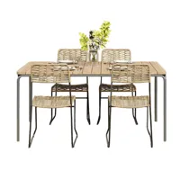 ensemble table en bois d'acacia fsc 160 cm et 4 chaises