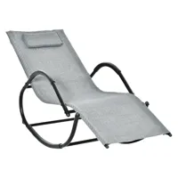 chaise longue à bascule design contemporain métal textilène gris