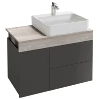 meuble vasque à poser à droite 83 cm jacob delafon sully gris anthracite et chêne gris - gris anthracite et chene gris