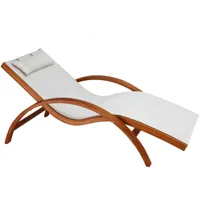 miliboo - chaise longue bain de soleil blanc cassé et bois massif biarritz - blanc cassé