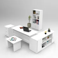 bureau, buffet, bibliothèque, commode et table basse busymo blanc - blanc