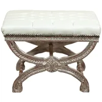 biscottini - fauteuil louis xvi de style français en hêtre massif - blanc et argent antique