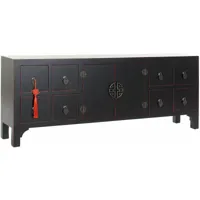 meuble tv sapin mdf 130x24x51 oriental noir sapin mdf matériau couleur multicolore famille buffets et meubles tv détails