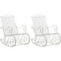 lot de 2 fauteuils à bascule d'extérieur smilla en fer forgé blanc