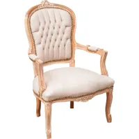 fauteuil rembourré fauteuil avec accoudoirs en bois style français fauteuil de chambre chaise de chambre tapissée 100x65x63 cm - blanc